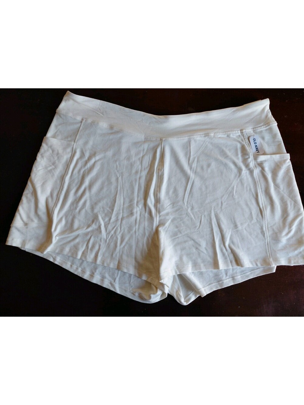 NWT Old Navy Womens 4X Ivory Live-In French Terry Pull-On Shorts Pockets